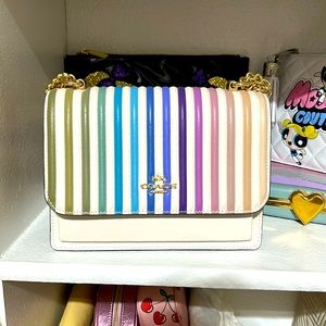 Leather coach rainbow crossbody